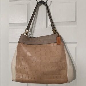 Coach Croc Embossed Edie Tri Colored Shoulder Bag